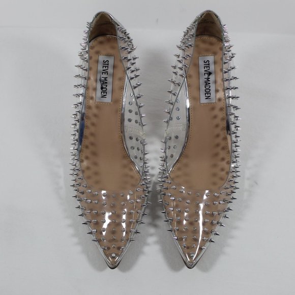 Steve Madden Luiza Clear Studded Pointed Toe Pump - Picture 4 of 5